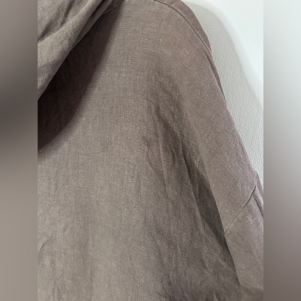 BRYN WALKER Brown 100% Linen Tunic Hoodie Oversized Lagenlook Art Wear Boho | M - Picture 12 of 14